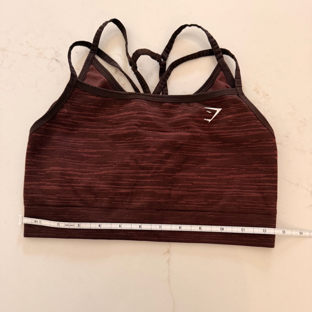 Gymshark Marl Strappy Longline Sports Bra Burgundy Brown Size M - Picture 2 of 5